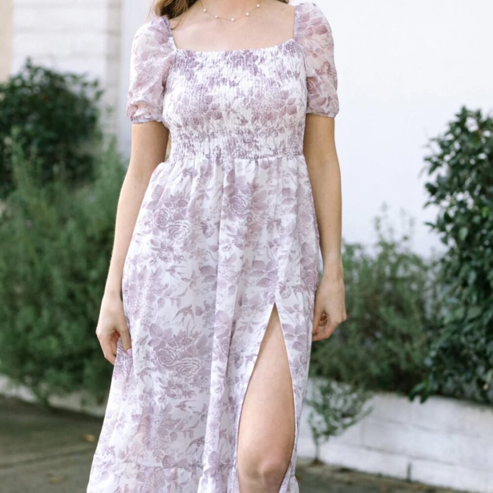 Morning Lavender - Marie Smocked Midi Dress
